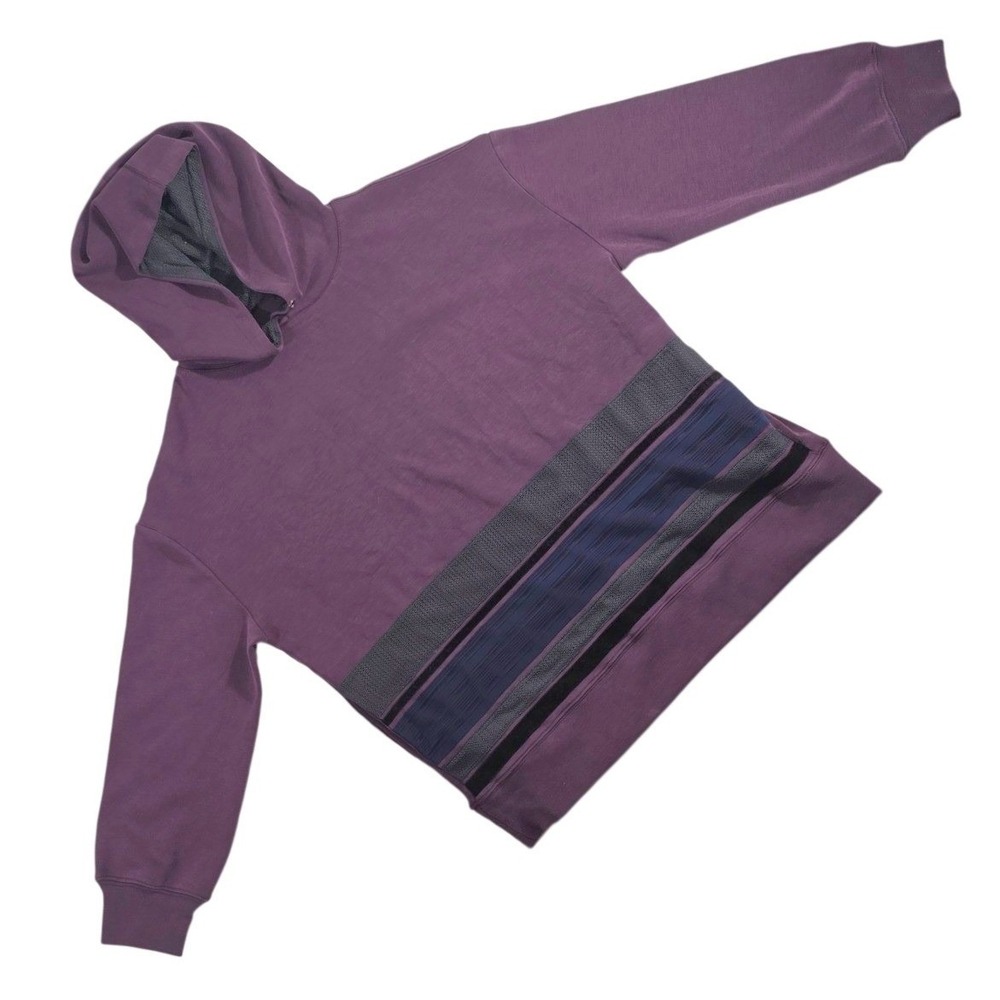 Rococo Purple Striped Pullover Hoodie Mesh Lined Hood Modal Blend Size M 903568